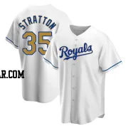 Chris Stratton Men's Kansas City Royals Gold Replica White Home Jersey