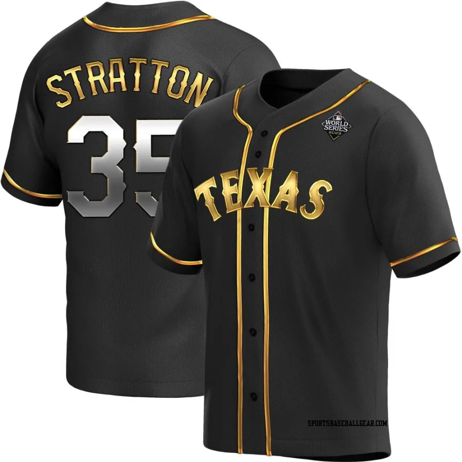 Chris Stratton Men's Texas Rangers Black Golden Replica Alternate 2023 World Series Jersey