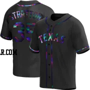 Chris Stratton Men's Texas Rangers Black Holographic Replica Alternate Jersey