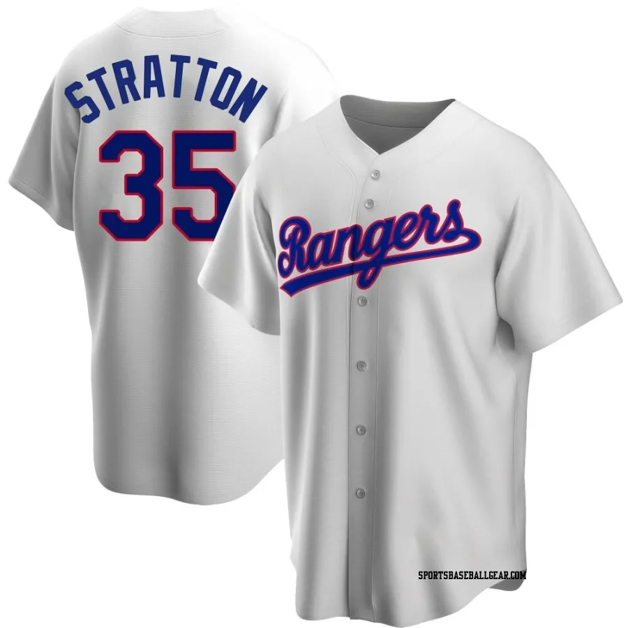 Chris Stratton Men's Texas Rangers White Replica Home Cooperstown Collection Jersey