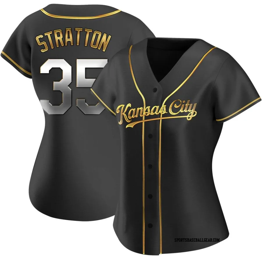 Chris Stratton Women's Kansas City Royals Black Golden Replica Alternate Jersey