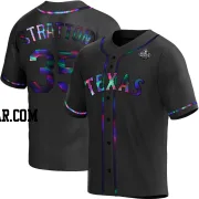 Chris Stratton Youth Texas Rangers Black Holographic Replica Alternate 2023 World Series Jersey