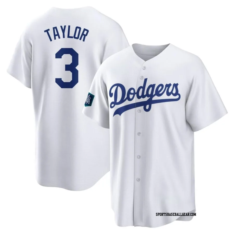 Chris Taylor Men's Los Angeles Dodgers White Replica 2024 World Tour Seoul Series Home Jersey