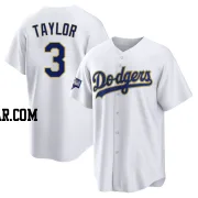 Chris Taylor Men's Los Angeles Dodgers White/Gold Replica 2021 Gold Program Player Jersey