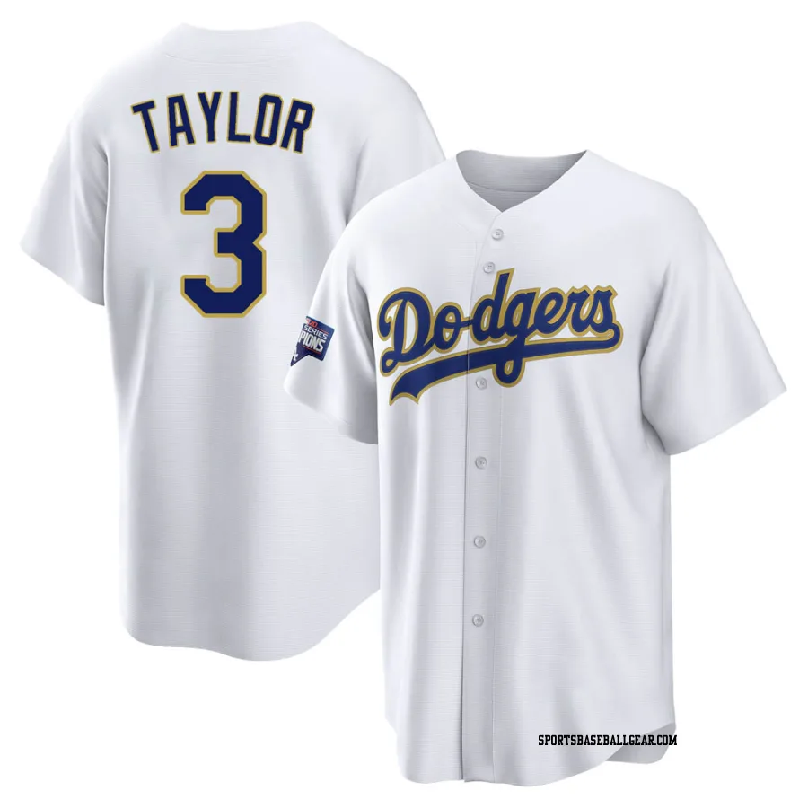 Chris Taylor Men's Los Angeles Dodgers White/Gold Replica 2021 Gold Program Player Jersey