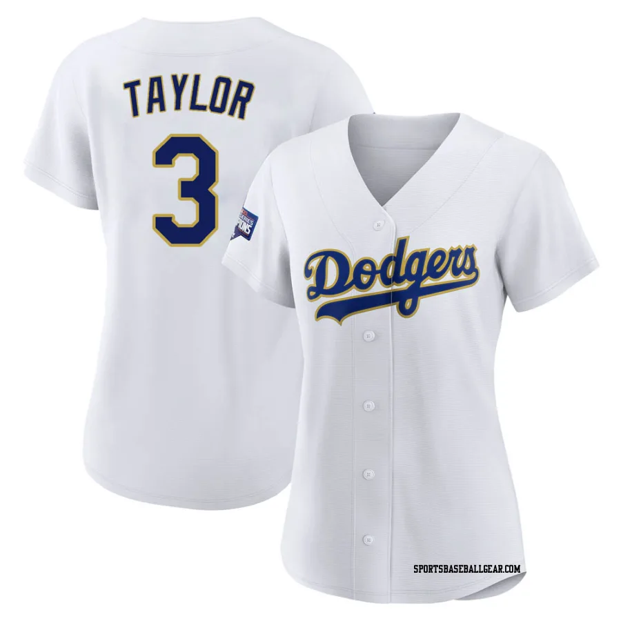 Chris Taylor Women's Los Angeles Dodgers White/Gold Authentic 2021 Gold Program Player Jersey