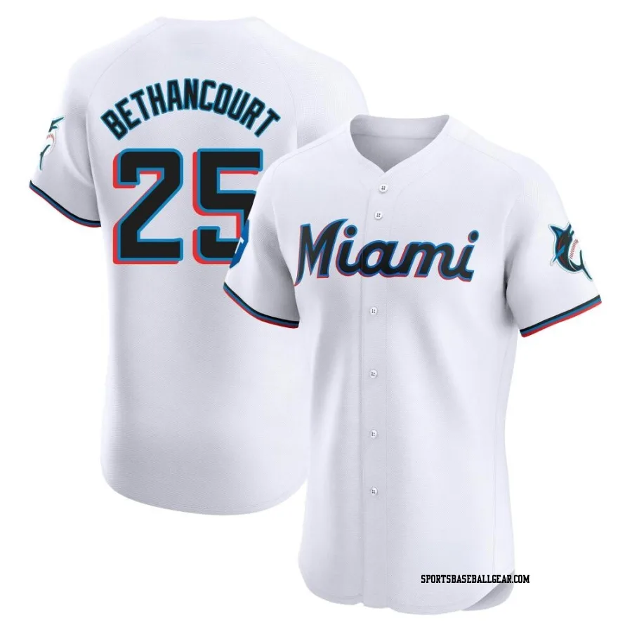 Christian Bethancourt Men's Miami Marlins White Elite Home Patch Jersey