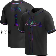 Christian Cairo Men's Atlanta Braves Black Holographic Replica Alternate Jersey