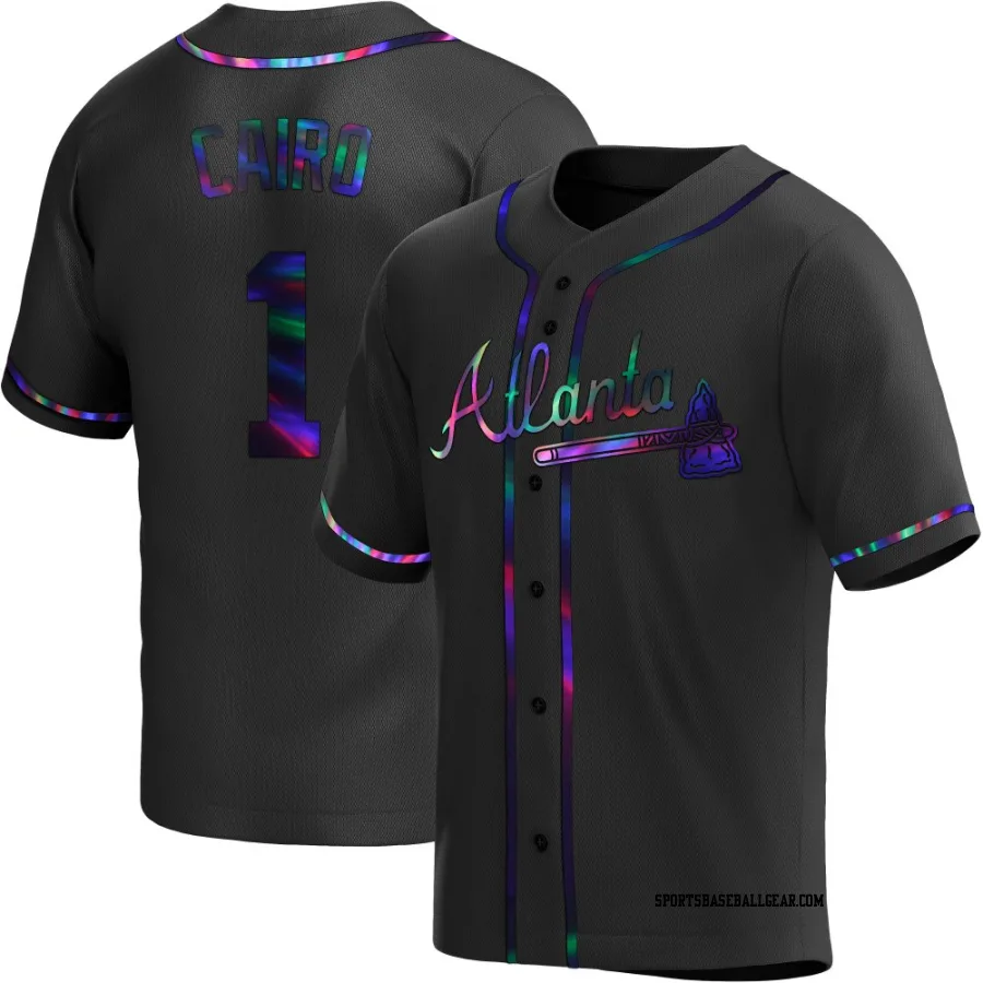 Christian Cairo Men's Atlanta Braves Black Holographic Replica Alternate Jersey