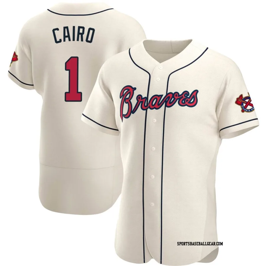 Christian Cairo Men's Atlanta Braves Cream Authentic Alternate Jersey