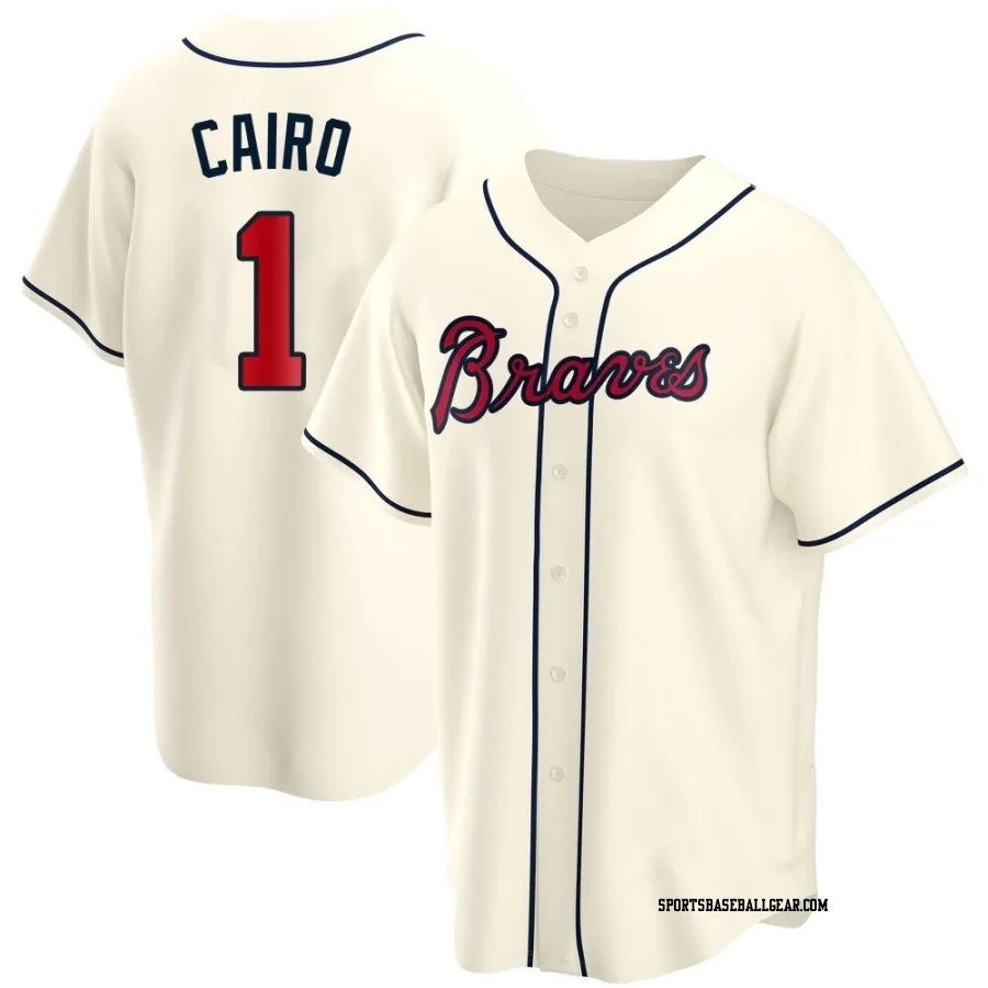 Christian Cairo Men's Atlanta Braves Cream Replica Alternate Jersey