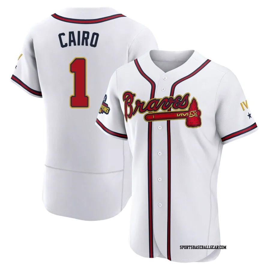 Christian Cairo Men's Atlanta Braves Gold Authentic White 2022 Program Jersey