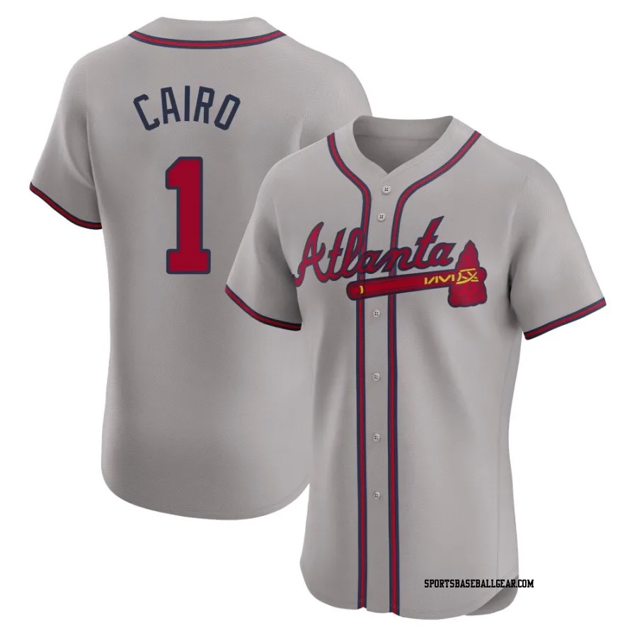 Christian Cairo Men's Atlanta Braves Gray Elite Road Jersey