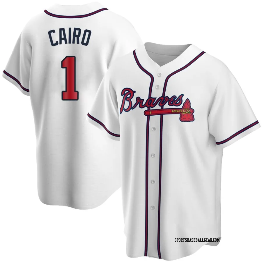 Christian Cairo Men's Atlanta Braves White Replica Home Jersey