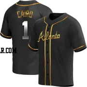 Christian Cairo Youth Atlanta Braves Black Golden Replica Alternate Jersey