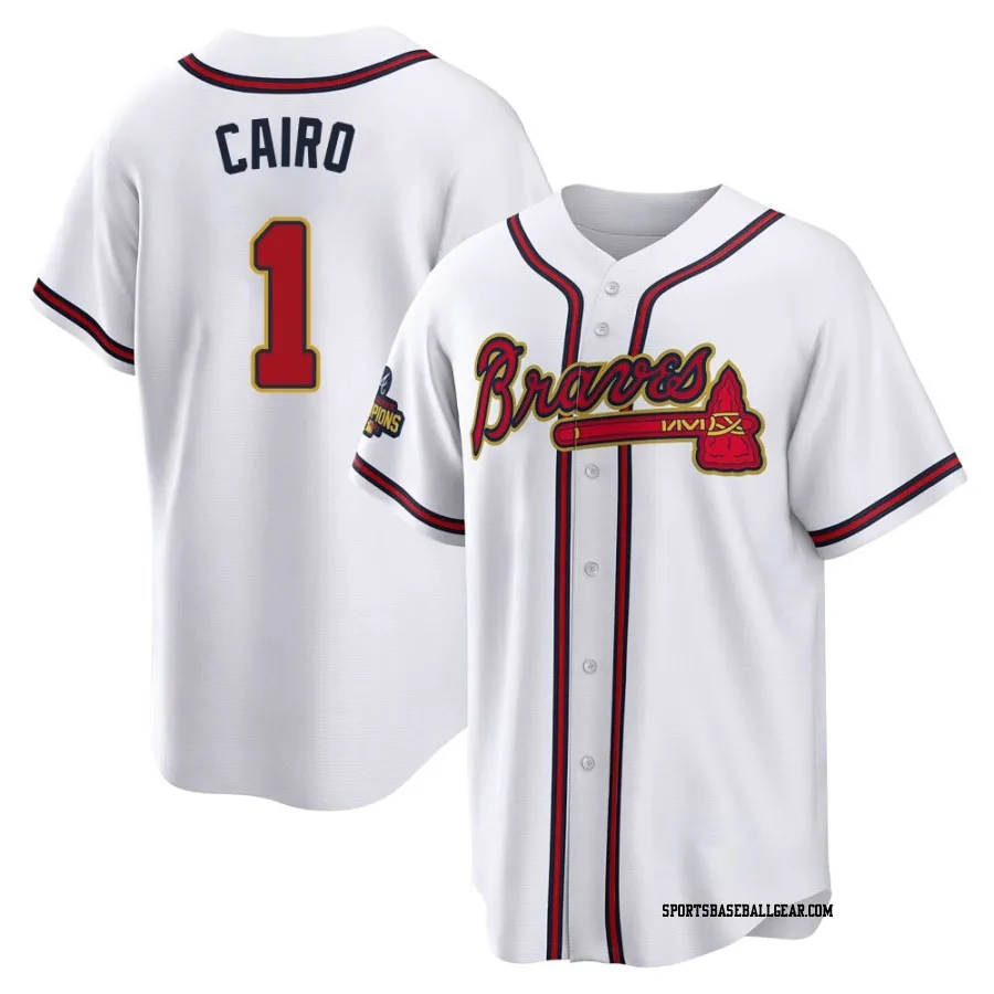 Christian Cairo Youth Atlanta Braves Gold Replica White 2022 Program Jersey