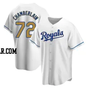 Christian Chamberlain Men's Kansas City Royals Gold Replica White Home Jersey