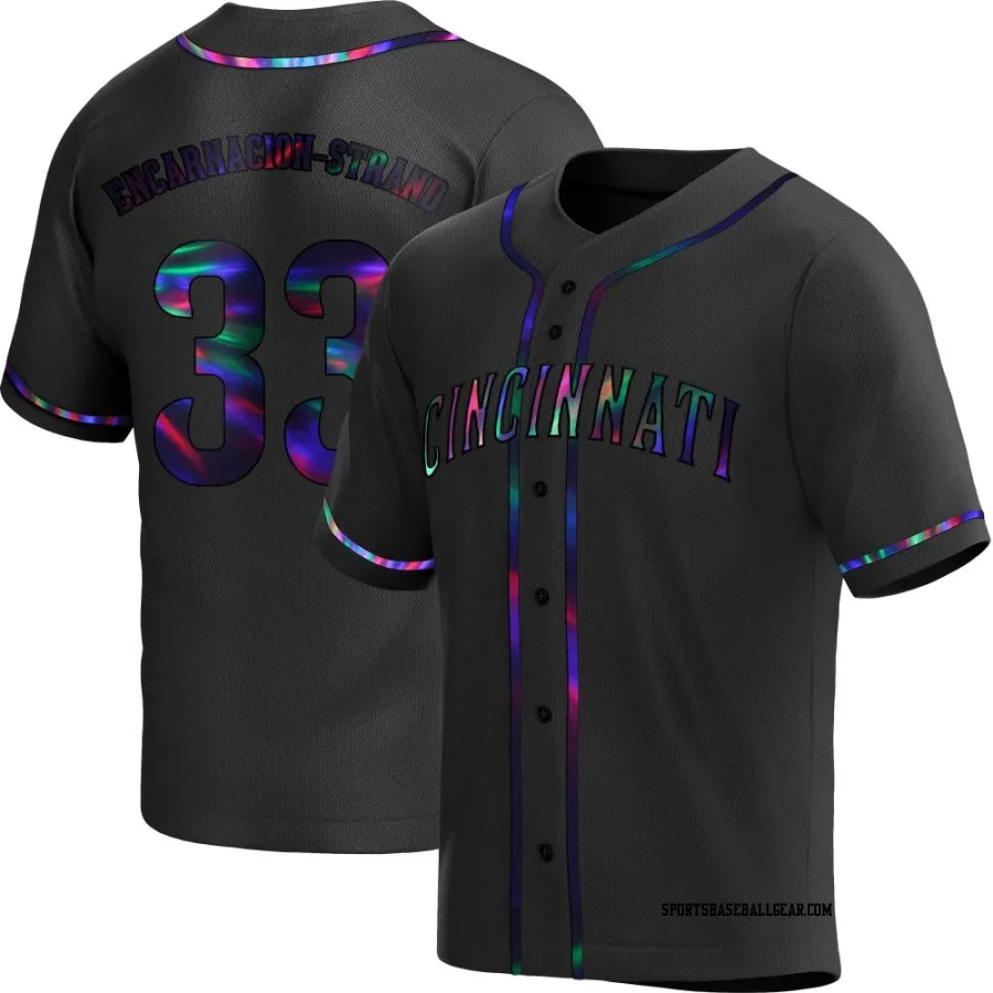 Christian Encarnacion-Strand Men's Cincinnati Reds Black Holographic Replica Alternate Jersey