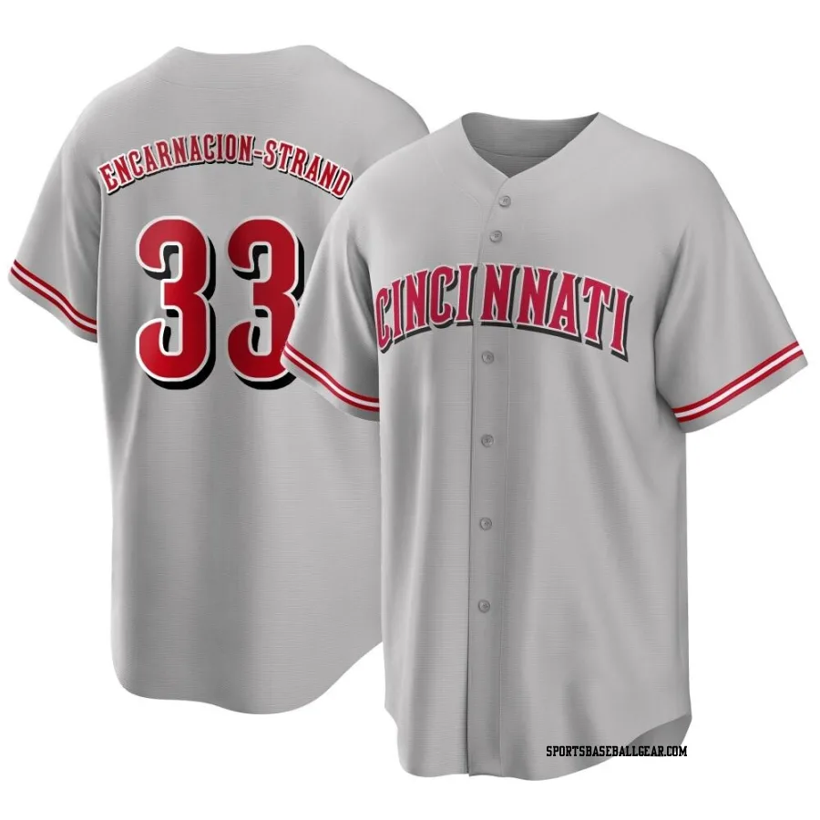 Christian Encarnacion-Strand Men's Cincinnati Reds Gray Replica Road Jersey