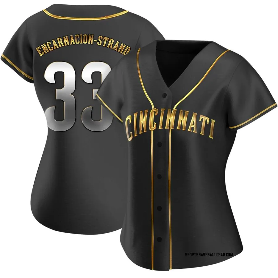 Christian Encarnacion-Strand Women's Cincinnati Reds Black Golden Replica Alternate Jersey