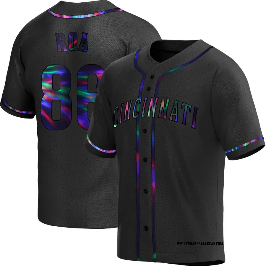 Christian Roa Men's Cincinnati Reds Black Holographic Replica Alternate Jersey