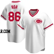 Christian Roa Men's Cincinnati Reds White Replica Home Cooperstown Collection Jersey