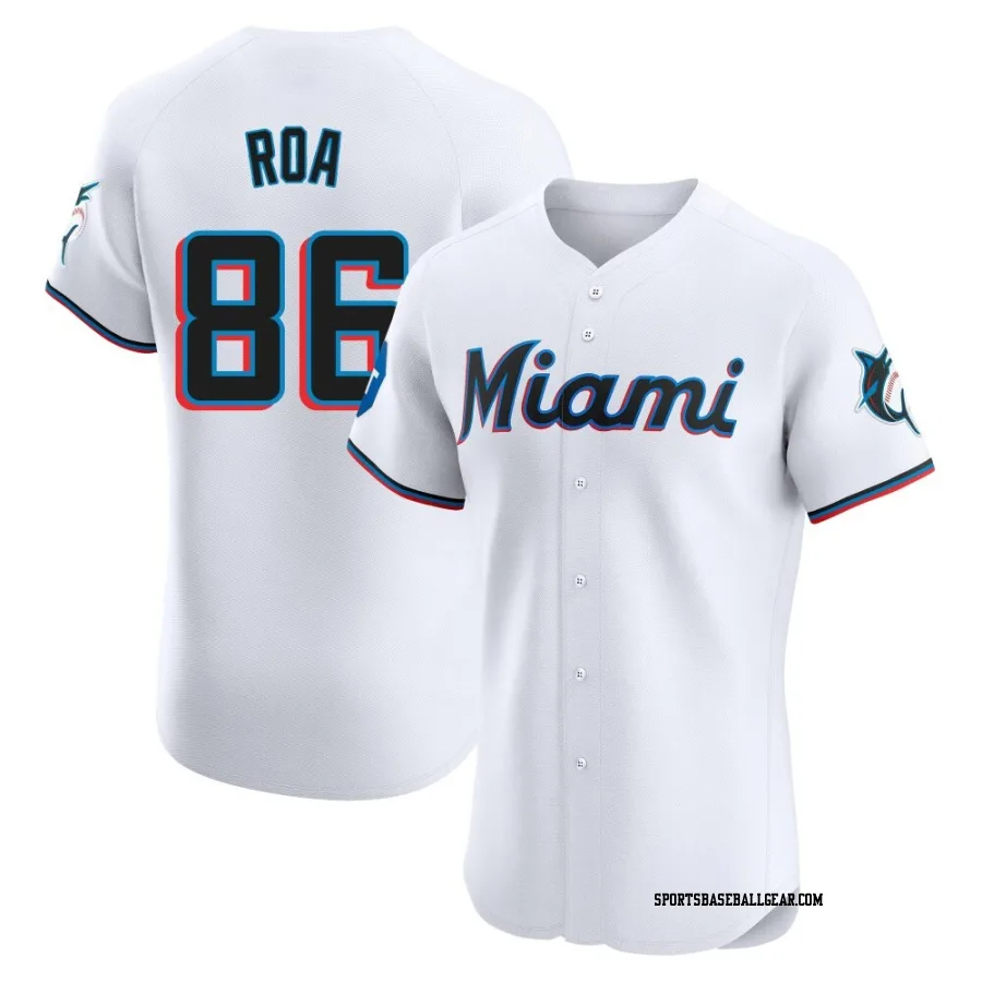 Christian Roa Men's Miami Marlins White Elite Home Patch Jersey