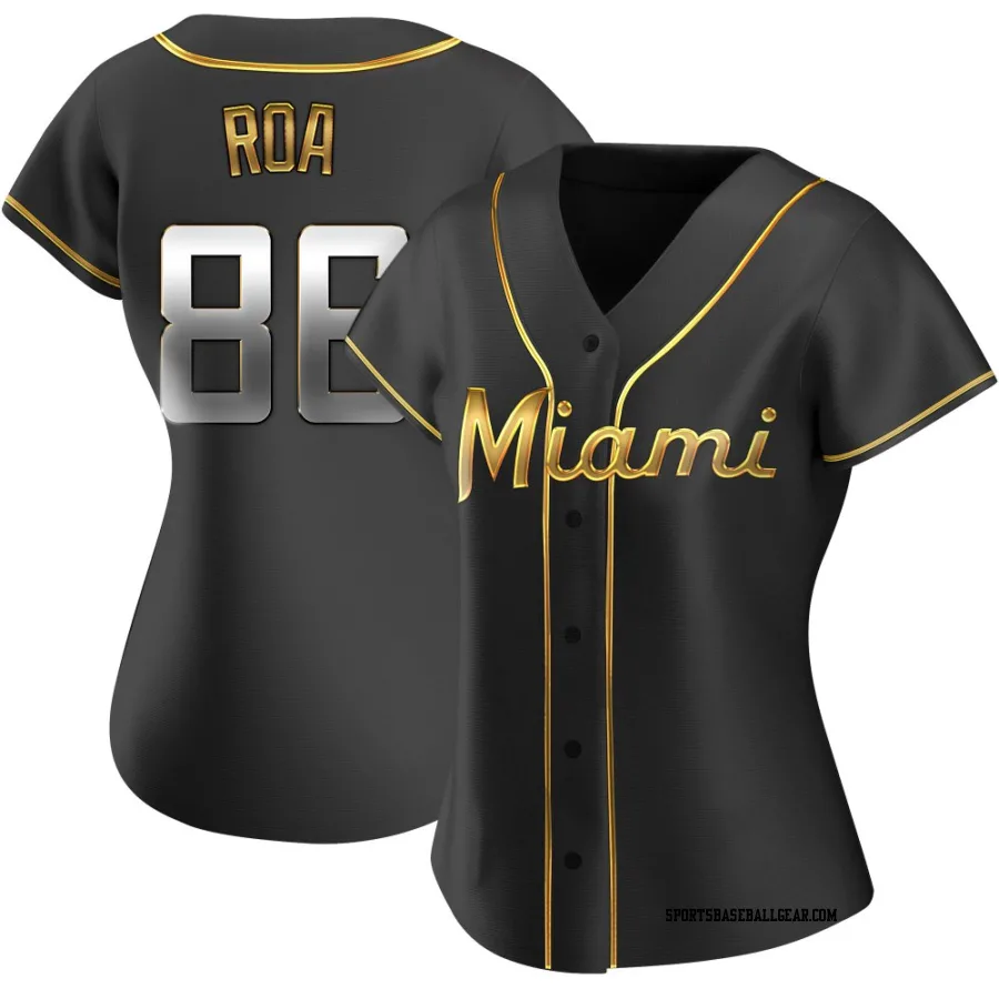 Christian Roa Women's Miami Marlins Black Golden Replica Alternate Jersey