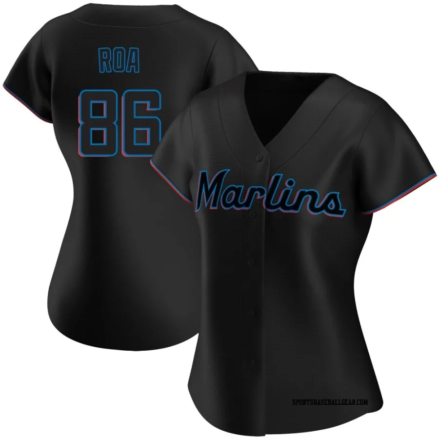 Christian Roa Women's Miami Marlins Black Replica Alternate Jersey