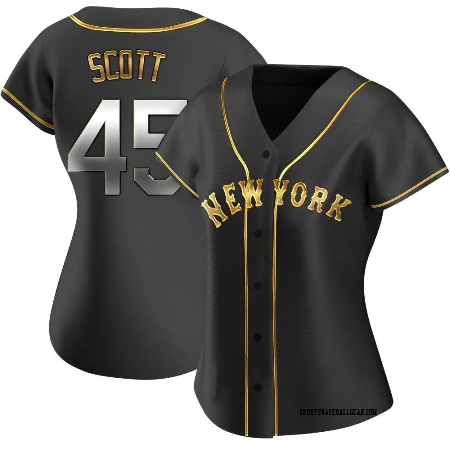 Christian Scott Women's New York Mets Black Golden Replica Alternate Jersey