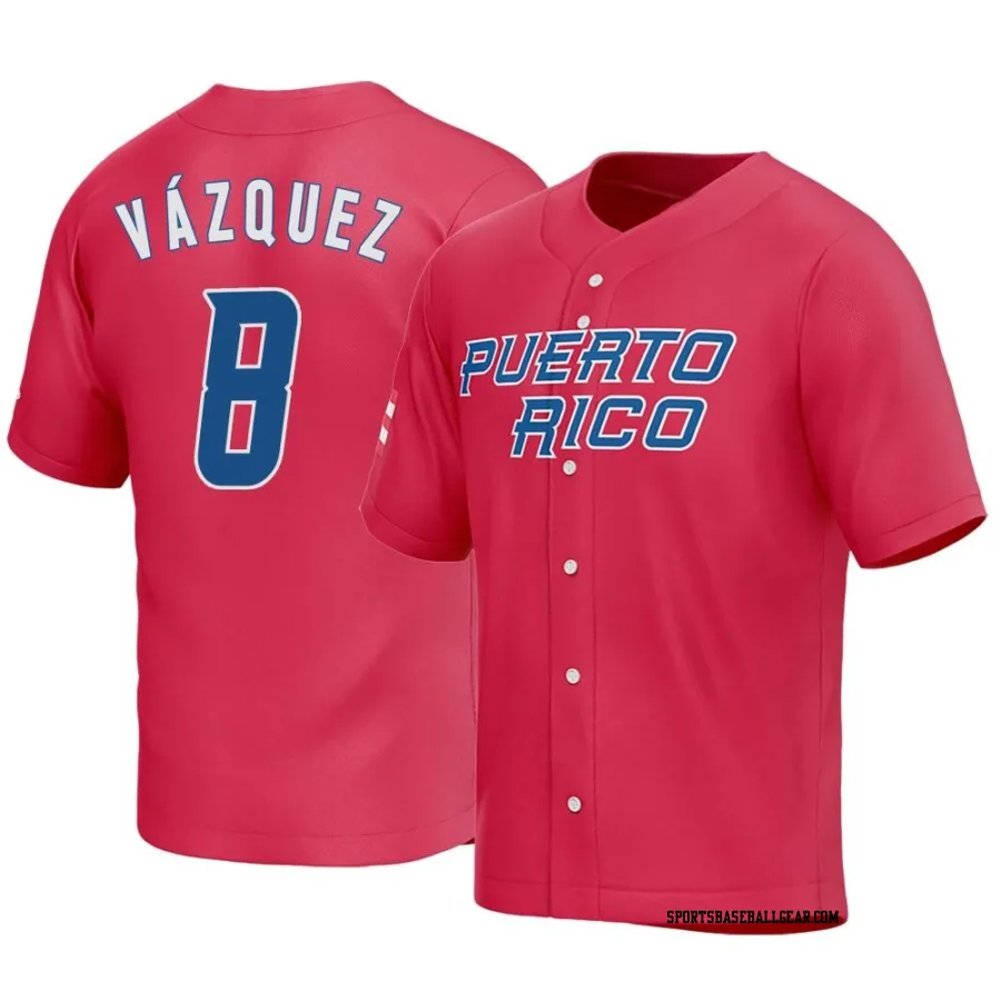 Christian Vazquez Men's Puerto Rico Baseball Red Replica 2023 World Baseball Classic Jersey