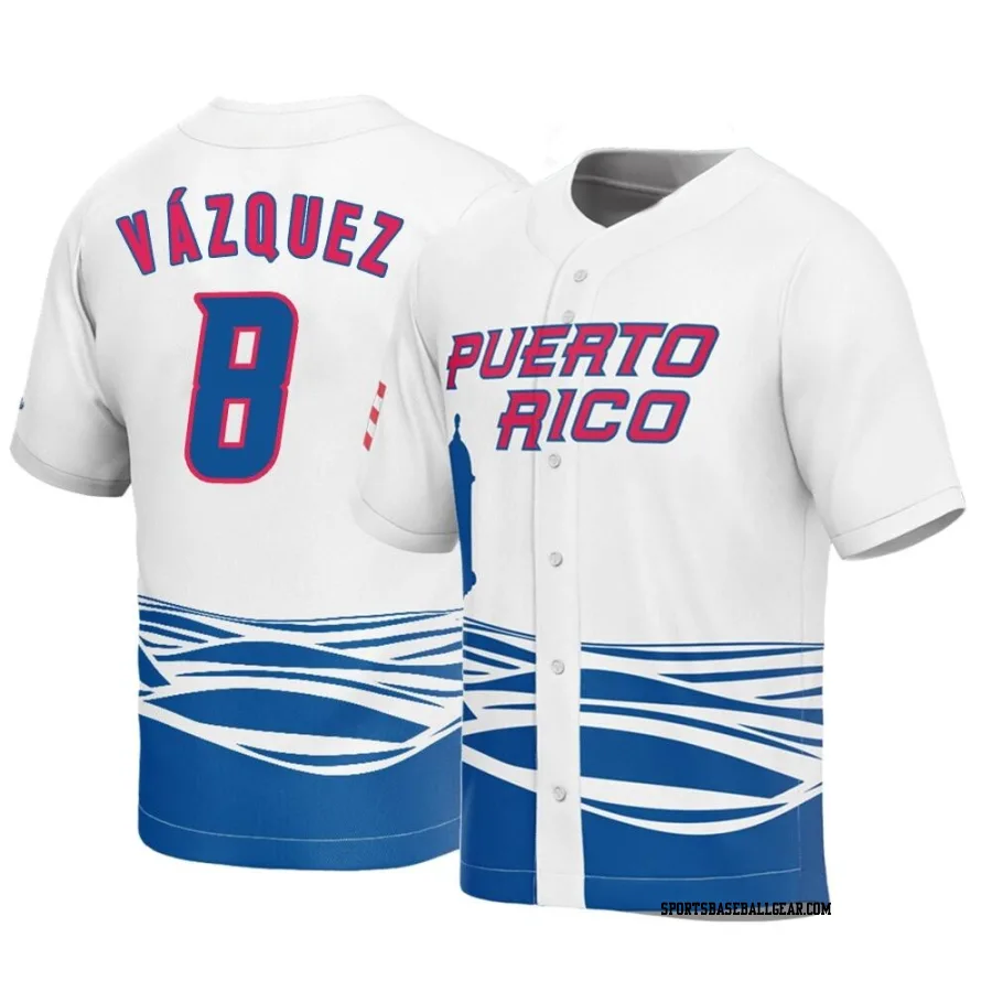 Christian Vazquez Men's Puerto Rico Baseball White Replica 2023 World Baseball Classic Jersey