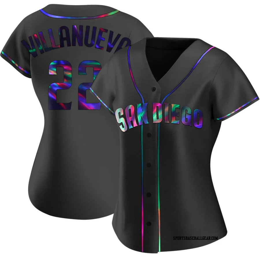 Christian Villanueva Women's San Diego Padres Black Holographic Replica Alternate Jersey