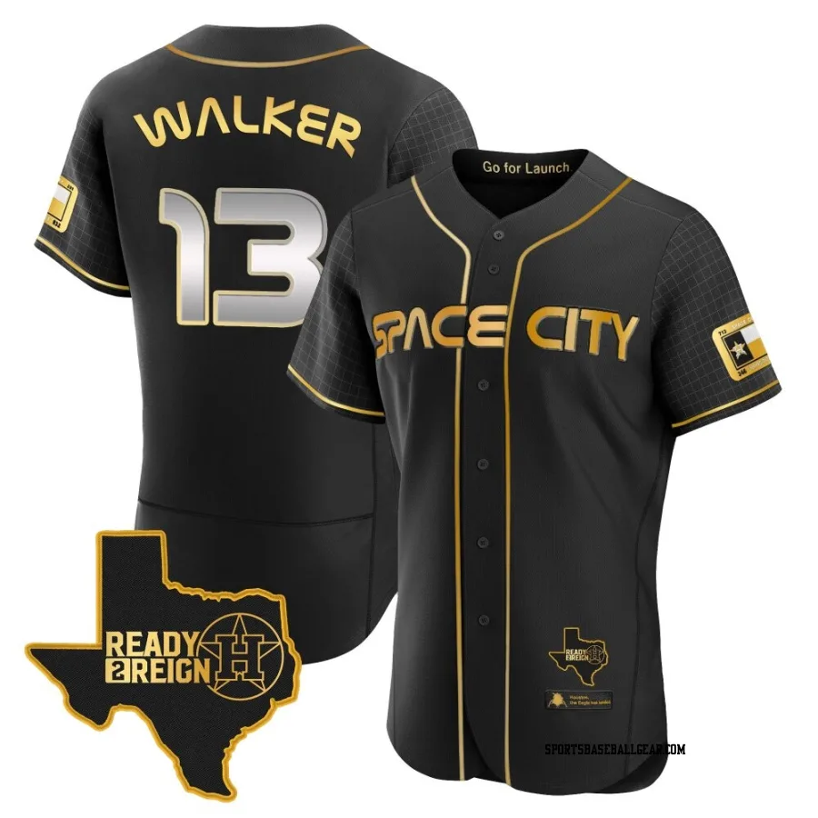 Christian Walker Men's Houston Astros Black/Gold Authentic 2023 Space City Ready 2 Reign Flex Base Jersey