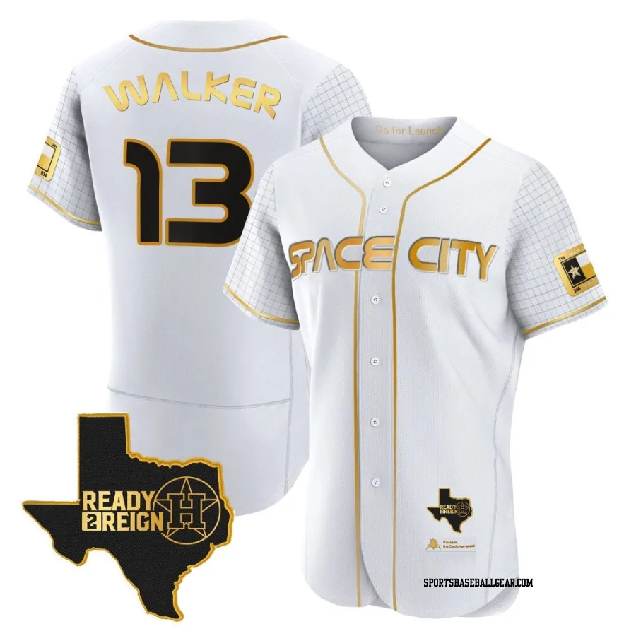 Christian Walker Men's Houston Astros White/Gold Authentic 2023 Space City Ready 2 Reign Flex Base Jersey