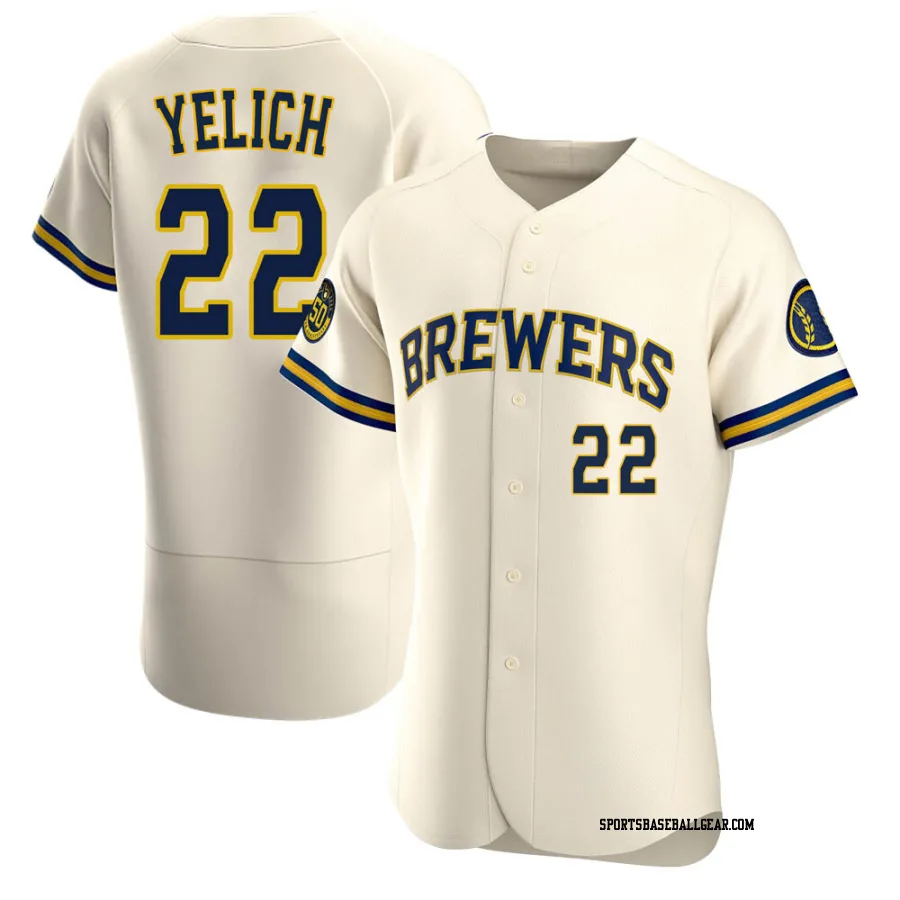 Christian Yelich Men's Milwaukee Brewers Cream Authentic Home Jersey