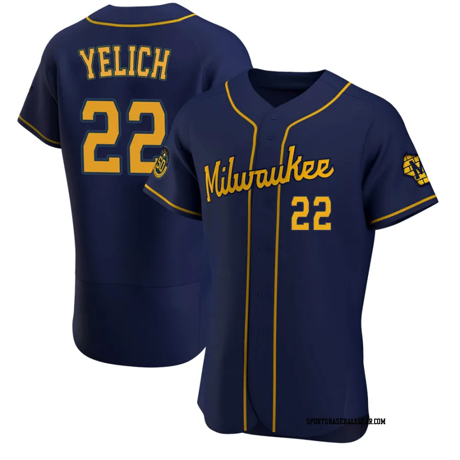 Christian Yelich Men's Milwaukee Brewers Navy Authentic Alternate Jersey