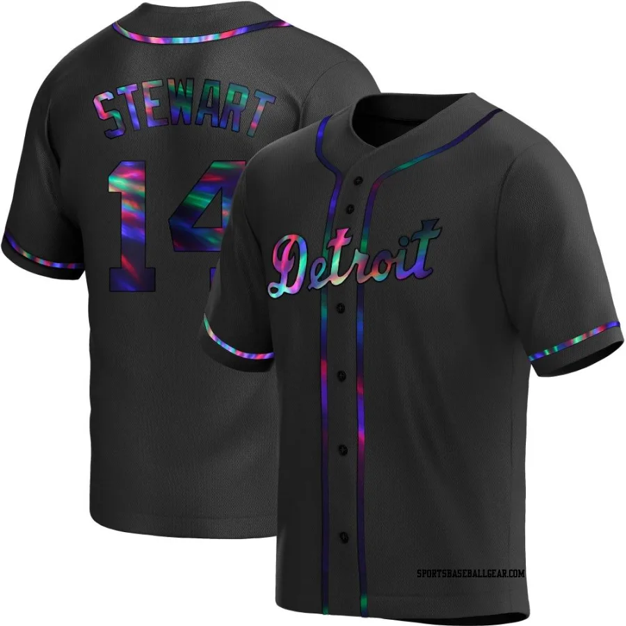 Christin Stewart Men's Detroit Tigers Black Holographic Replica Alternate Jersey