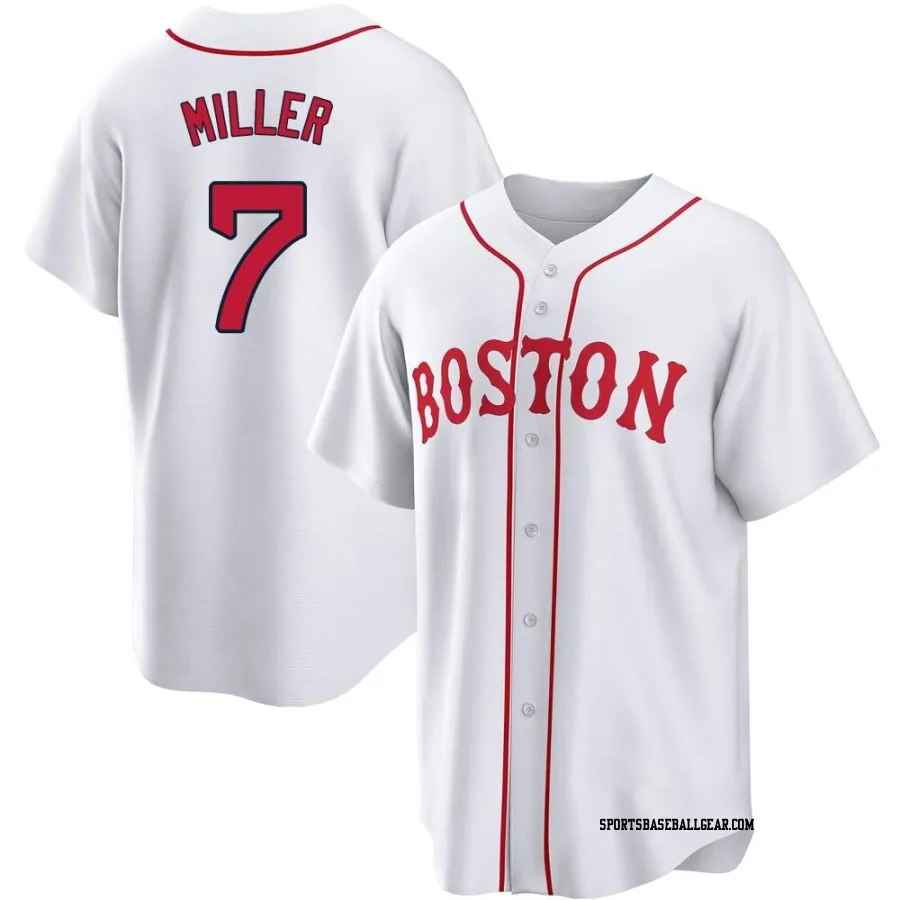 Christopher Miller Youth Boston Red Sox White Replica 2021 Patriots' Day Jersey