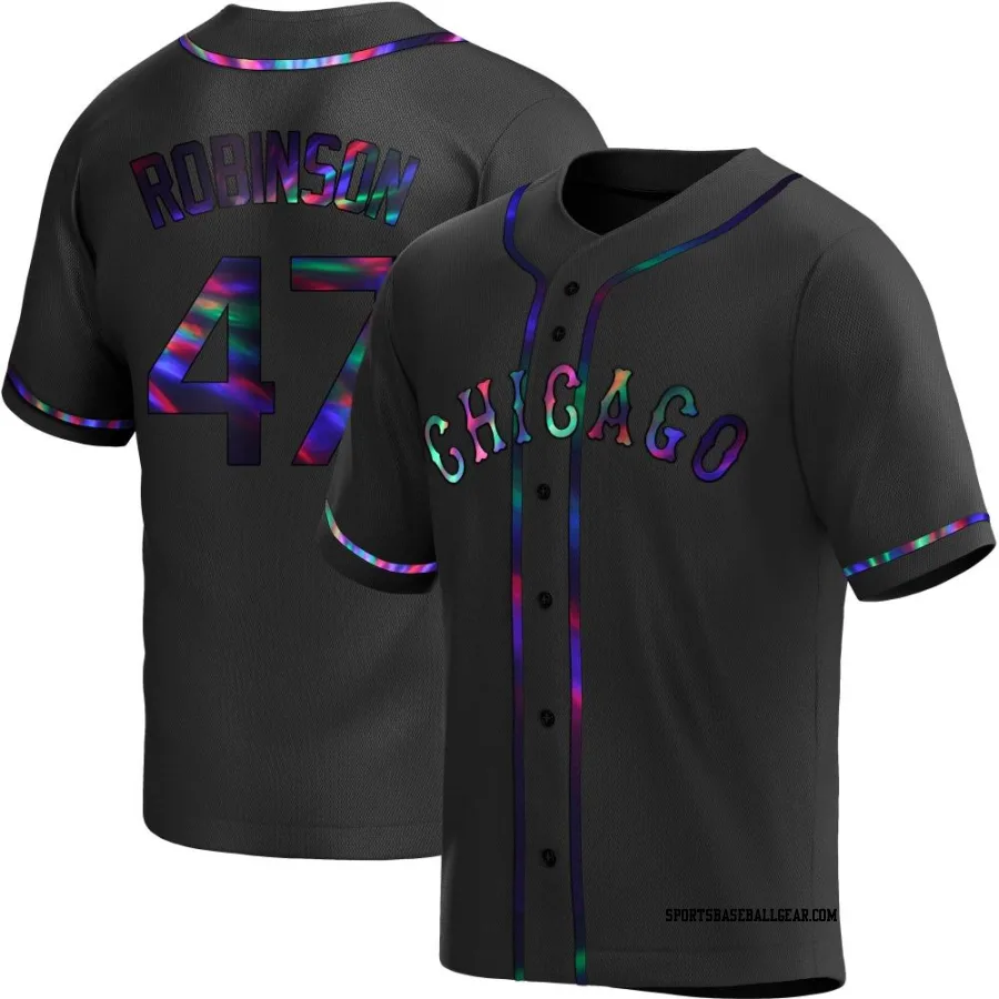 Chuckie Robinson Men's Chicago White Sox Black Holographic Replica Alternate Jersey