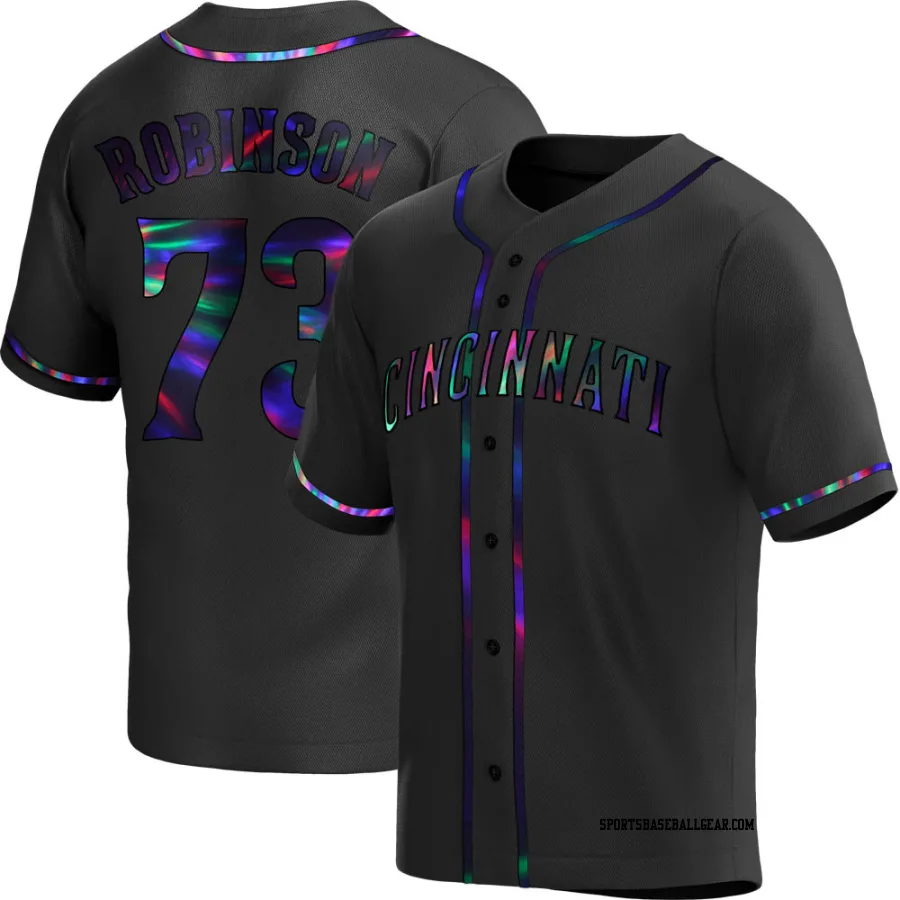 Chuckie Robinson Men's Cincinnati Reds Black Holographic Replica Alternate Jersey