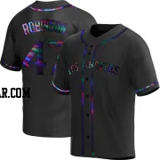 Chuckie Robinson Men's Los Angeles Angels Black Holographic Replica Alternate Jersey