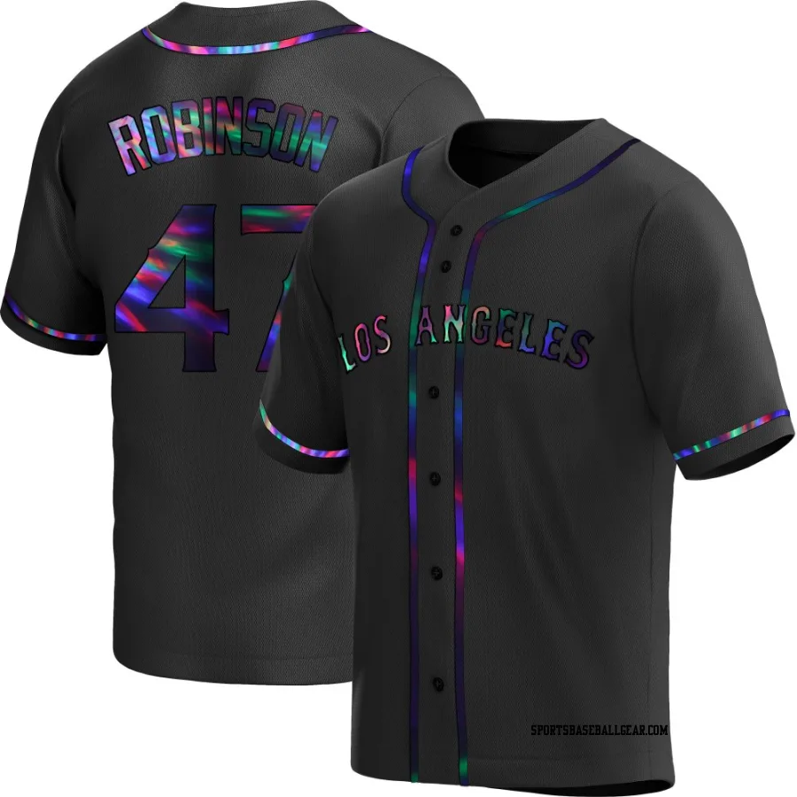 Chuckie Robinson Men's Los Angeles Angels Black Holographic Replica Alternate Jersey