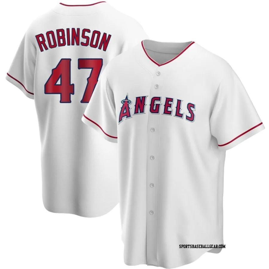 Chuckie Robinson Men's Los Angeles Angels White Replica Home Jersey