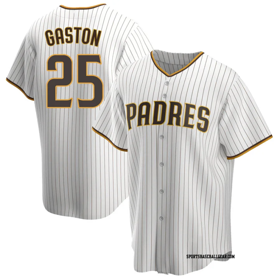 Cito Gaston Men's San Diego Padres White/Brown Replica Home Jersey