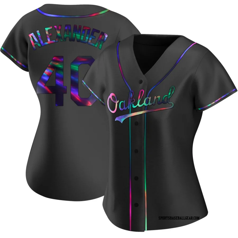 CJ Alexander Women's Oakland Athletics Black Holographic Replica Alternate Jersey