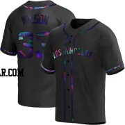 C.J. Wilson Men's Los Angeles Angels Black Holographic Replica Alternate Jersey