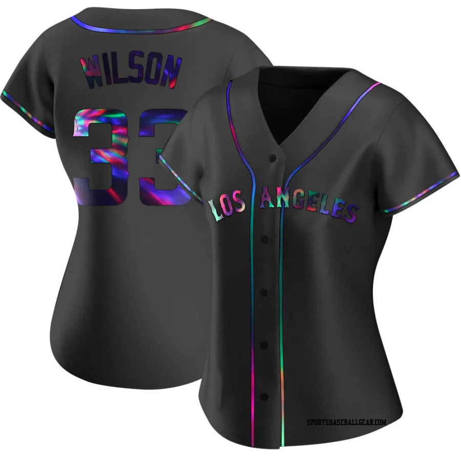 C.J. Wilson Women's Los Angeles Angels Black Holographic Replica Alternate Jersey