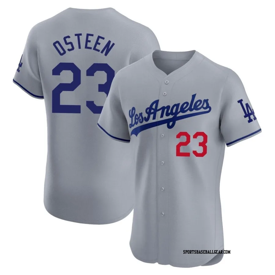 Claude Osteen Men's Los Angeles Dodgers Gray Elite Road Jersey