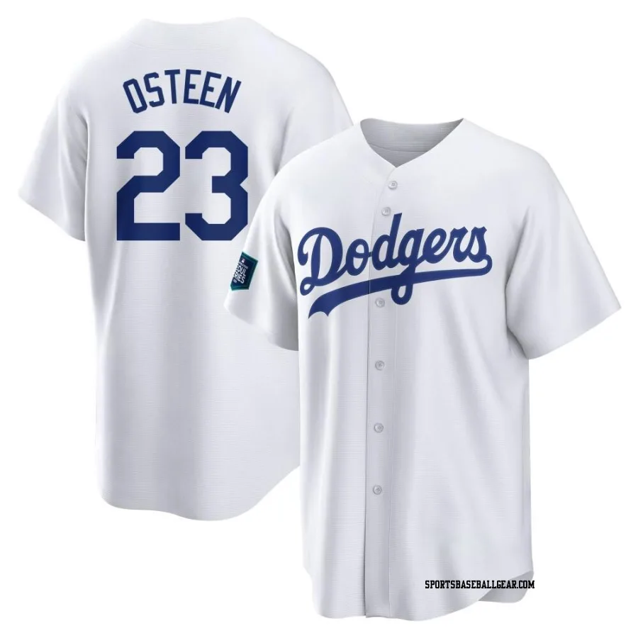 Claude Osteen Men's Los Angeles Dodgers White Replica 2024 World Tour Seoul Series Home Jersey